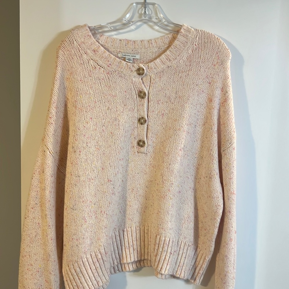 Pink Popcorn button up sweater